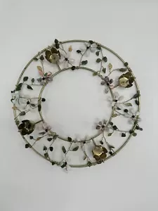 Corona Candelabro Floral Piedra Cuentas Primavera Dorado Chic - Imagen 1 de 10
