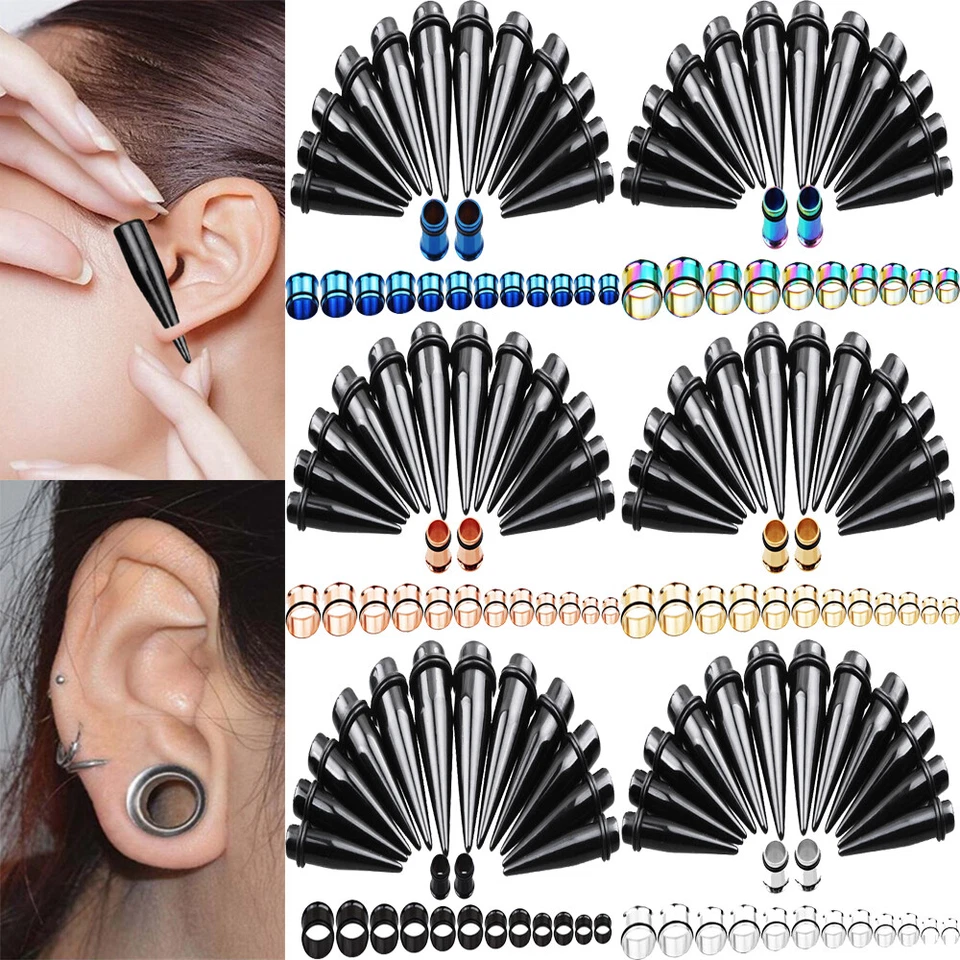 24pcs Acrylic&Steel Ear Plugs Expander Kit Taper Stretcher Gauges Stretching Set - Image 1 of 4