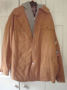 Chaqueta con Capucha Para Hombre Marrón Talla L Artesano Repele Agua, Aceite y Manchas Nueva - Imagen 1 de 2