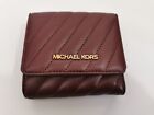 Mickael Kors Womens Small Trifold Quilted Wallet Leather - Dark Red  - RRP £79