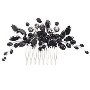 Hair Accessories for Women and Girls Bride Wedding Hair Comb Black Crystal Si... - Picture 1 of 6
