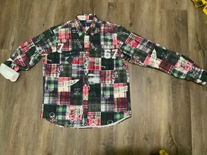 Polo Ralph Lauren Yale Classic Fit Patchwork Print Shirt Stadium Sportsman Sz M - Picture 1 of 10