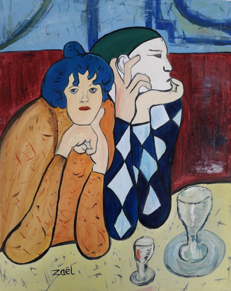 ZAEL, (cotation J.A Akoun)   " ARLEQUIN ET SA COMPAGNE « - Photo 1/1