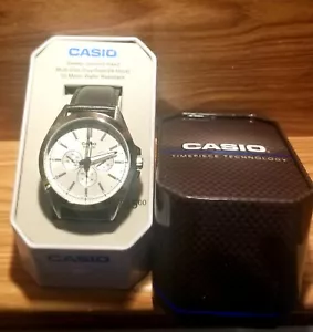 Casio Men's Quartz Blue Chronograph Dial Brown Leather 48mm Watch MTPSW300L1TN - Picture 1 of 2