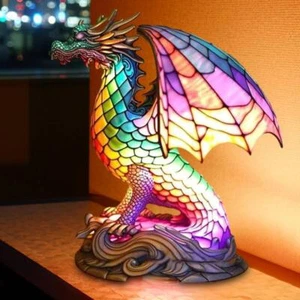 3d Animal Table Lamp Series Stained Glass Stained Night Light Retro Desk Lamps - Picture 1 of 15