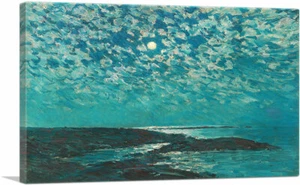 ARTCANVAS Moonlight - Isola delle Shoals 1892 Stampa artistica su tela di Childe Hassam - Foto 1 di 11
