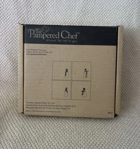 The Pampered Chef Square Snowmen Appetizer Plates Set of 4 #2819 - New in Box! - Picture 1 of 5