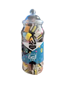 Liquorice Allsorts Sweets Worlds Best Dad 650gm Novelty Jars Gift Idea - Picture 1 of 3