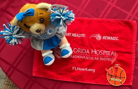 NBA Orlando Magic Stuffed Bear Cheerleader w/Red Magic Towel,Basketball Ornament Cover