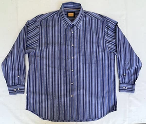 Dress Shirt Men’s XL Blue Striped Robert Talbot LS Carmel Premium y2k 2722 - Picture 1 of 14