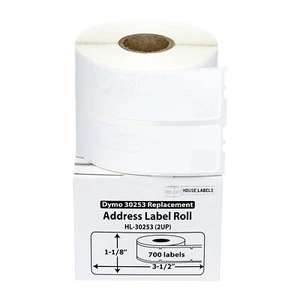 DYMO LW 30253 2UP Etichette Termiche Dirette (1-1/8” x 3-1/2”) - (50) Rotoli da 700 - Foto 1 di 8