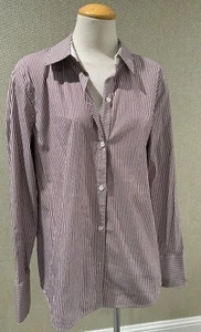 Camisa abotonada a rayas verticales Lafayette 148 New York talla 12 - Imagen 1 de 4