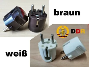 Stecker Schuko Kontakt Schutzkontakt Schukostecker DDR vintage weiß oder braun - Bild 1 von 16