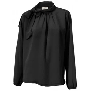 Elegant  Business-Stil Schluppenbluse Figurumspielend   Chiffon Schluppe Schwarz - Bild 1 von 4