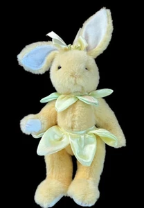 Hugfun Yellow Jointed Bunny Rabbit Plush Satin Skirt 11" Stuffed Animal Easter - Picture 1 of 5