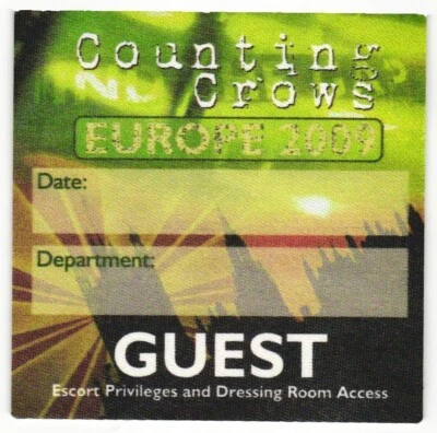 Vintage 2009 Counting Crows Concert Guest Backstage Pass Europe - Image 1 of 2