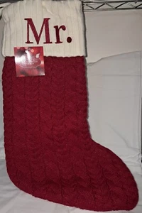 Weihnachtsstrumpf rot-weiß Strick mit Buchstabe "Herr." - Bild 1 von 1