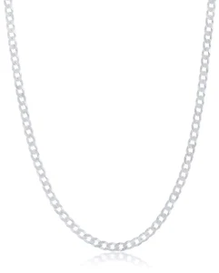 Cadena de eslabones cubanos acero de plata esterlina sólida 925 ADIRFINE - Imagen 1 de 11