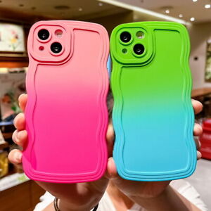 Gradient Silicone Shockproof Wave Rubber Case Cover For iPhone 14 Pro Max 13 12