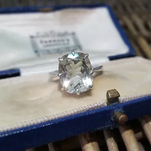 925 Sterling Silver Ring, Green Amethyst Gemstone Ring , Size O US 7.25 - Picture 1 of 7