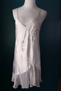 Vintage Y2K Secret Treasures Fairy Satin Sheer Beaded Floral Slip Dress Babydoll - Picture 1 of 15