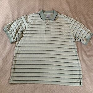 Windham Pointe Mens XXL Tall Shirt Golf Polo Short Sleeve Green Striped Collared