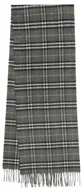 Burberry The Classic Vintage Check Cashmere Scarf for Women - Pewter Gray