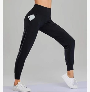 NWT Black Spandex Pocket Yoga Joggers Womens Pants / small - Picture 1 of 11