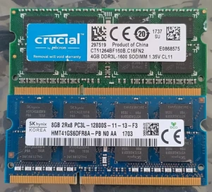 Crucial/SK Hynix DDR3L 12GB SODIMM RAM (1x4GB + 1x8GB) - Picture 1 of 1
