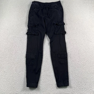 Hollister 工装慢跑裤男式 XS 锥形高级弹力实用黑色 — 第 1/4 张图片