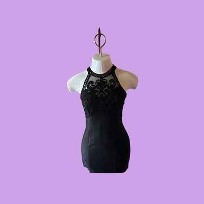 90s Roberta Black Sequin Strappy Minidress - Image 1 of 4