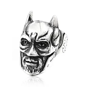 Bat Hero Mask Super Hero Man Ring Stainless Steel Vintage Biker Lucky Punk Ring - Picture 1 of 4