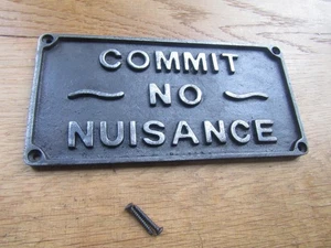 Rustic iron plaque sign wall door Man cave antique style gift COMMIT NO NUISANCE - Picture 1 of 2