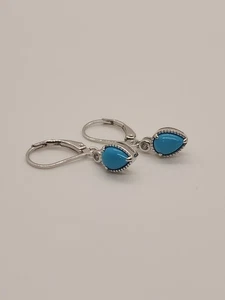 CTB1431 Ohrringe blau Dornröschen Türkis rhodiniert Silber 0,07 ctw - Bild 1 von 5