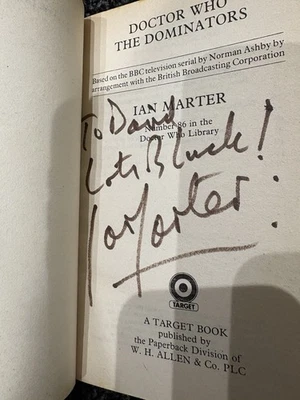 DOCTOR WHO THE DOMINATORS SIGNED AUTOGRAPH AUTHOR IAN MARTER TARGET BOOK - Image 1 of 2