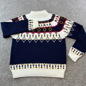 Vintage JC Penney Acrylic Fair Isle Mock Neck Sweater Womens Size M 80's Retro - Picture 1 of 7