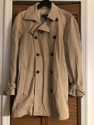 Tasso Elba Men's Trench Coat Beige 33” Long Size M, Buckle Wrist Lined - Image 1 of 4