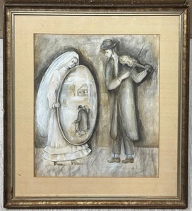 Vintage MARINA KALINOVSKY 'MARRIAGE Grow Old with Me' JÜDISCHES chassidisches Gemälde - Bild 1 von 13