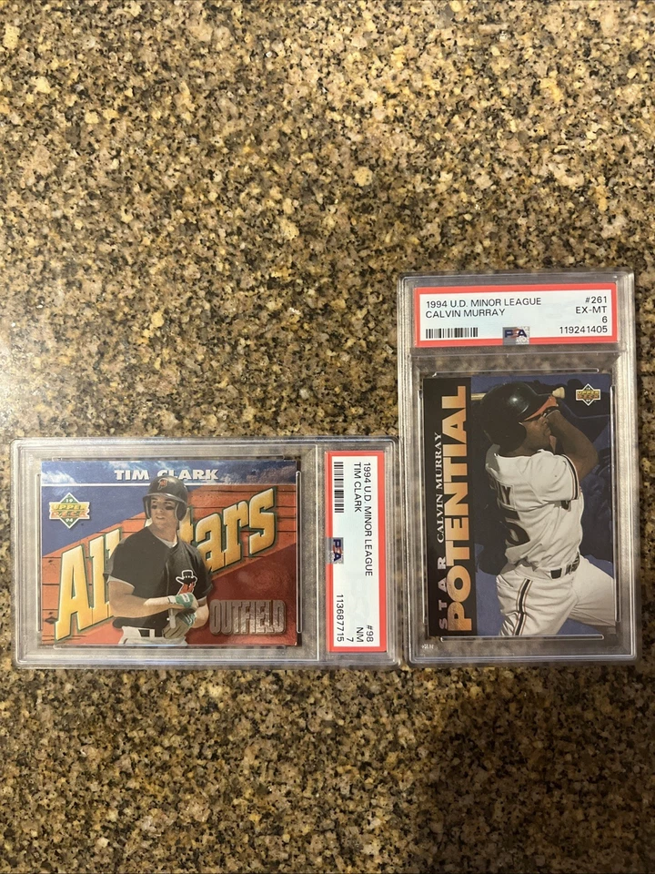 1994 Upper Deck Minor League Tim Clark & Calvin Murray PSA 7 - Image 1 of 4