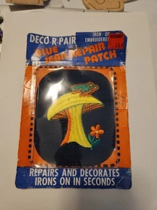 Vintage 1973 Deco-R-Pair fungo con rana denim RIPARAZIONE TOPPA FERRO - Foto 1 di 3