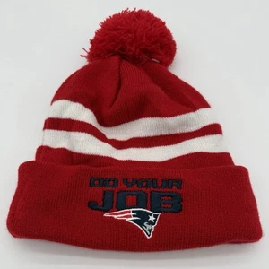 NEW ERA New England Patriots Knit Hat Pom Pom 2014 DO YOUR JOB Red - Picture 1 of 3