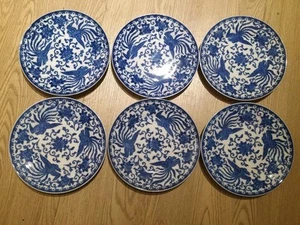 NORITAKE BLUE PHOENIX PLATES X 6 . BIRD/PHEASANT PATTERN. - Picture 1 of 3