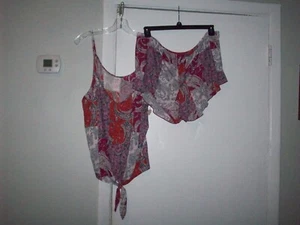 Secret Treasures 2Pc Paisley Pajama Set Cami & Shorts 2X (20W-22W) Red Pin- NEW - Picture 1 of 3