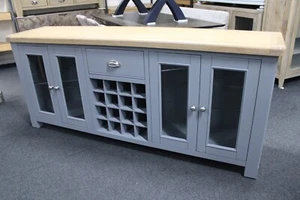 New Extra Large 2M Chunky Light Oak & Grey Glazed Sideboard *Furniture Store* - Picture 1 of 6