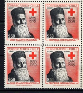 CHILE CHILE 1959 Red Cross Henri Dunant 50p MNH block of 4 - Picture 1 of 1