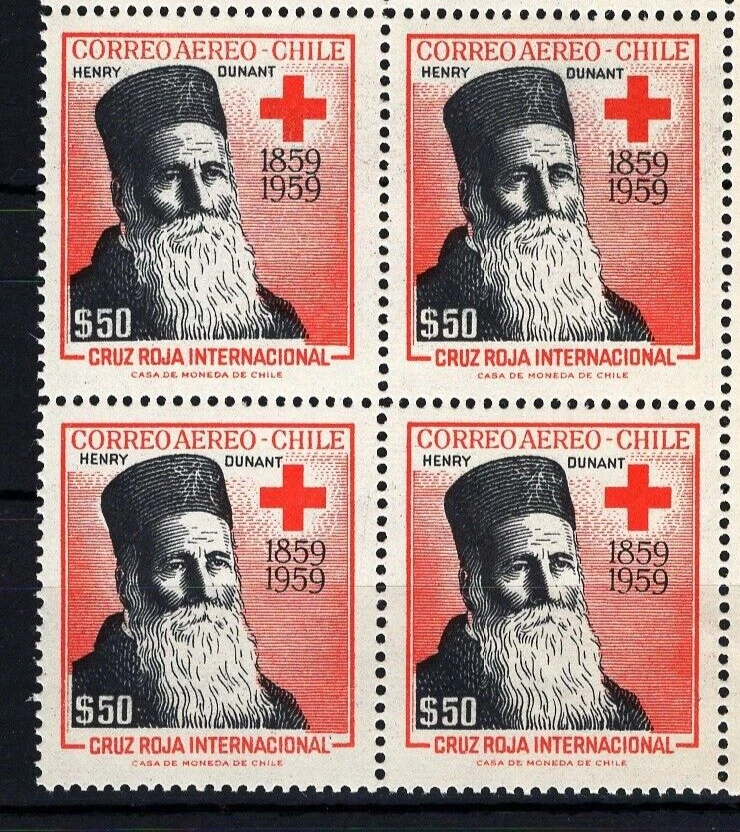 CHILE CHILE 1959 Red Cross Henri Dunant 50p MNH block of 4 - Image 1 of 1