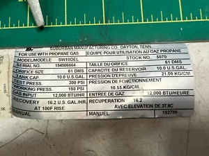 Suburban DSI Gas Electric Water Heater SW10DEL 10 Various Parts Bundle - Picture 1 of 10
