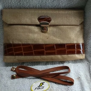 FRASI PELLETTERIE ART.738 - BORSA PORTA TABLET 37X24CM PELLE E PAGLIA VEDI NOTE - Picture 1 of 4