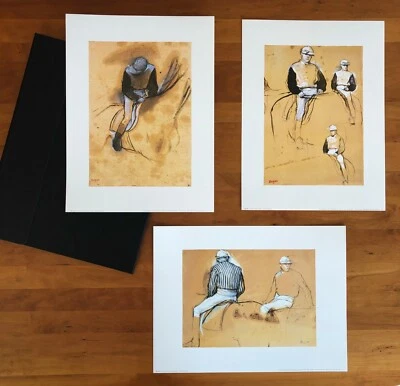 Juego de 3 estampados Caballo y Jinete EDGAR DEGAS 12" x 16" con portafolio Foto 1 de 4