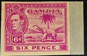 Gambia MNH - Six Pence imperforate PROOF King George VI Scarce Stamp - Picture 1 of 5